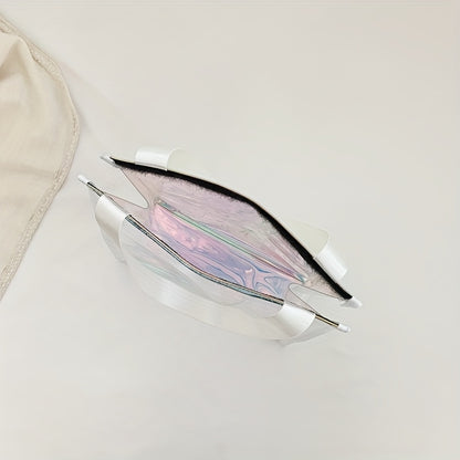 防水 クリアレーザートートバッグ トレンドPVCショルダーバッグ ホログラフィック 夏のビーチバッグ／旅行・アウトドア用