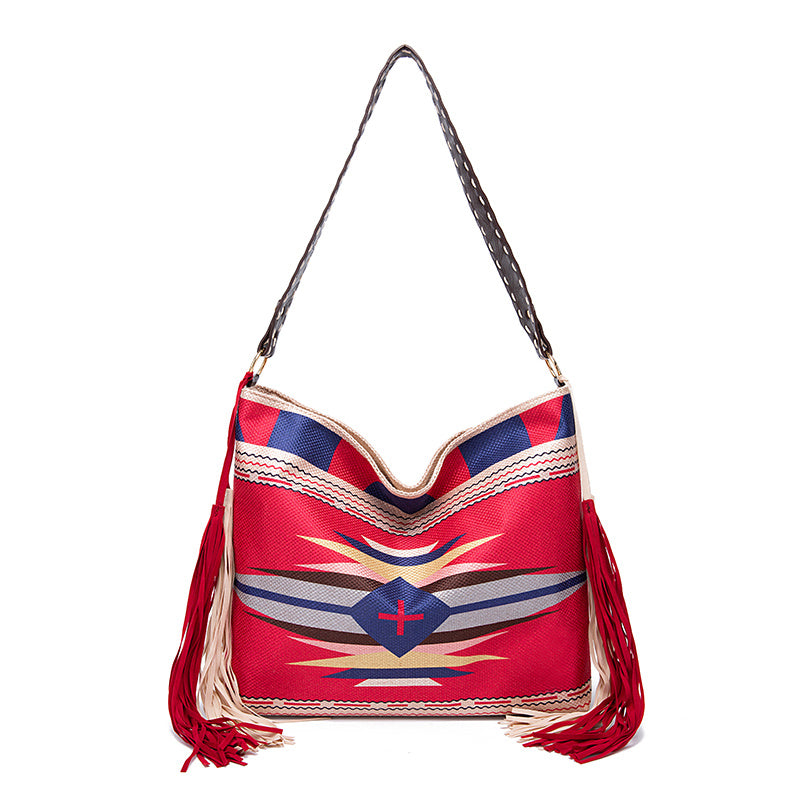 インディアンスタイル タッセルショルダーバッグ レディース 大容量 ショルダーバッグ