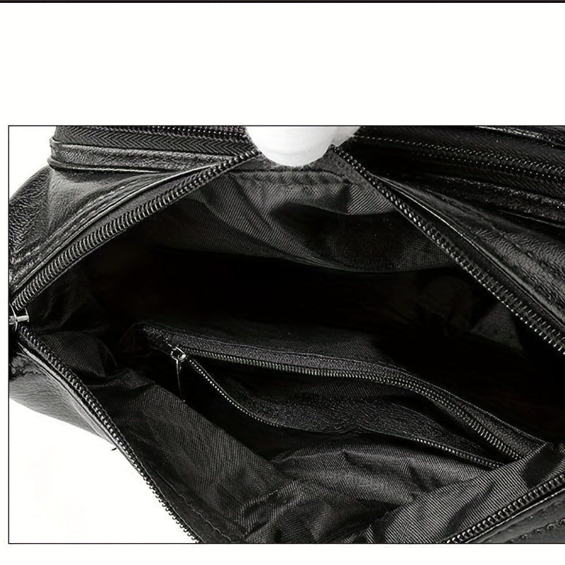 無地 クロスボディバッグ 柔らかPUレザー ショルダーバッグ 旅行・買い物に便利な 多ポケットデザイン