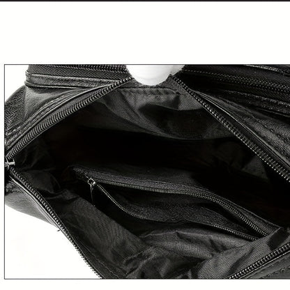 無地 クロスボディバッグ 柔らかPUレザー ショルダーバッグ 旅行・買い物に便利な 多ポケットデザイン