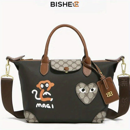 幾何柄 クロスボディバッグ 軽量 トラベルハンドバッグ 多用途 ナイロン お出かけバッグ レディース