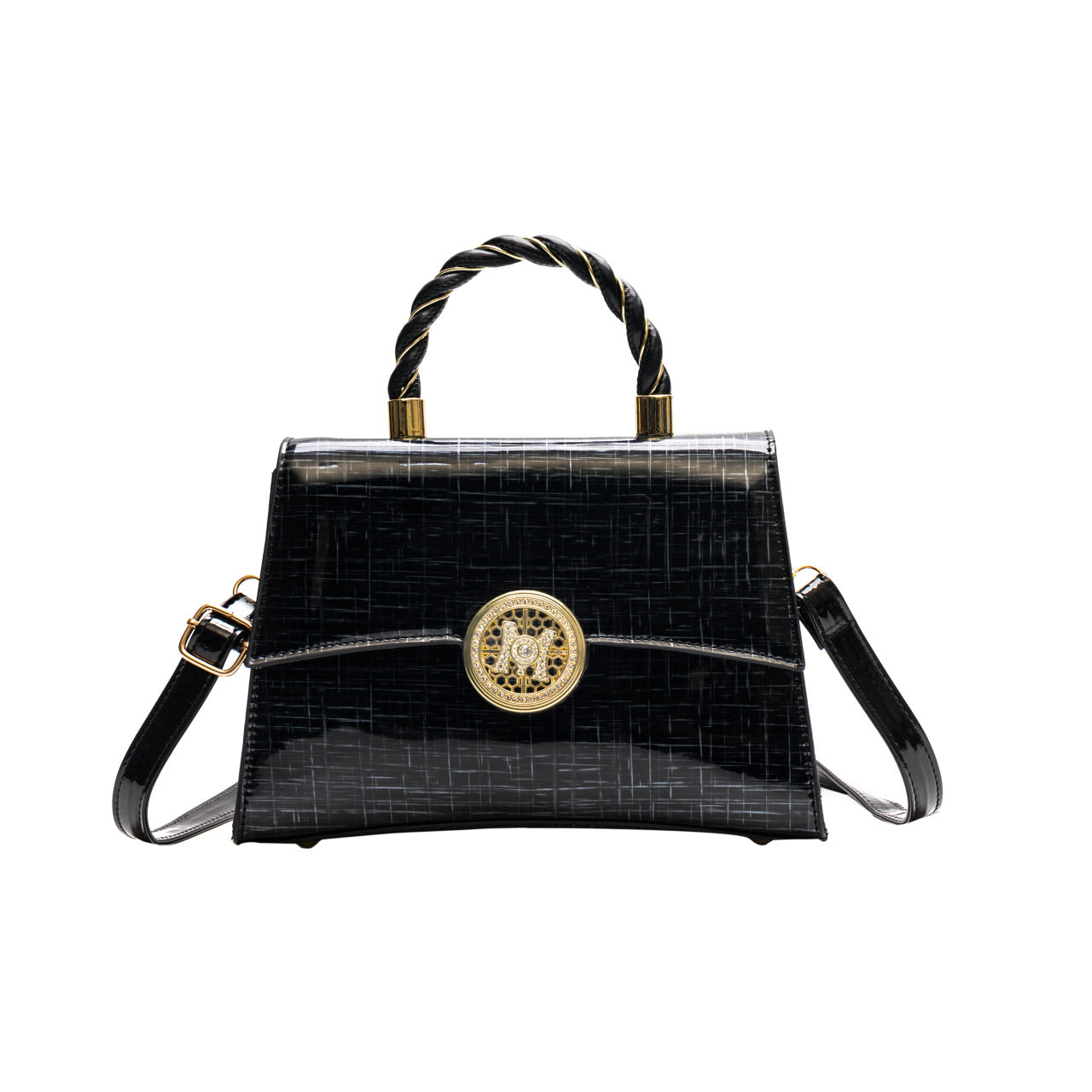 編み込みデザイン ハンドバッグ トレンド PUレザー フラップバッグ バックル装飾 レディース クロスボディ