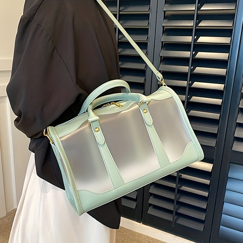 クリアPVC フロスト加工 トラベルバッグ 大容量 クロスボディ ポータブル スポーツダッフルバッグ