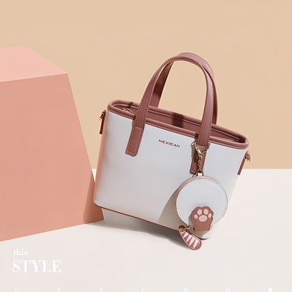 シンプル レター装飾 トートバッグ エレガント 大容量 ハンドバッグ レディース スタイリッシュ ショルダーバッグ