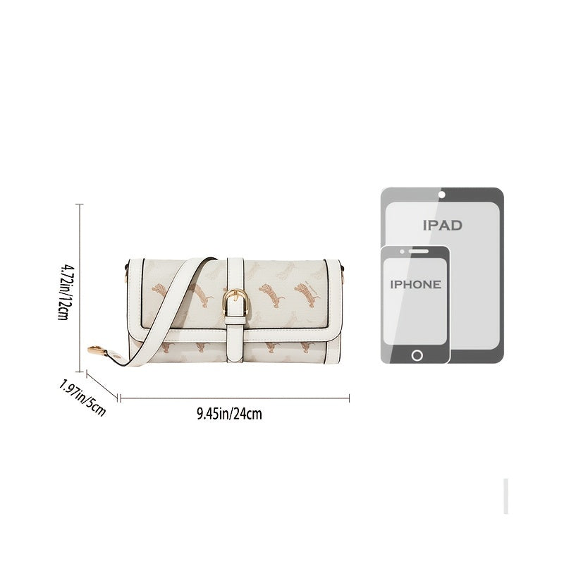 アニマル柄 バゲットバッグ ファッション フラップショルダーバッグ バックル装飾 レディース 脇掛けミニバッグ