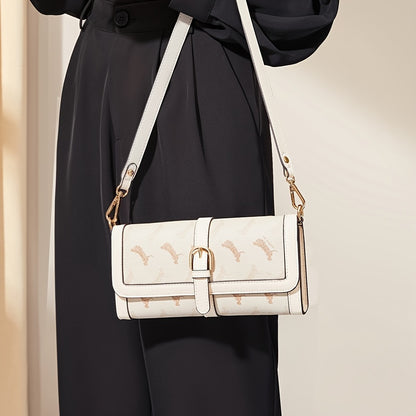 アニマル柄 バゲットバッグ ファッション フラップショルダーバッグ バックル装飾 レディース 脇掛けミニバッグ