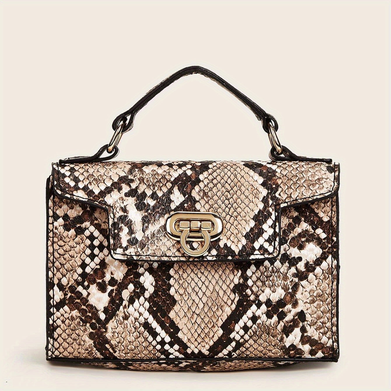 クロコ型押し ショルダーバッグ 無地 チェーンストラップ クロスボディ バックル装飾 トップハンドル レディースバッグ