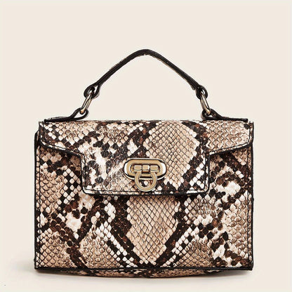 クロコ型押し ショルダーバッグ 無地 チェーンストラップ クロスボディ バックル装飾 トップハンドル レディースバッグ