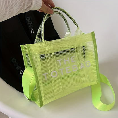 クリアメッシュ トートバッグ レディース 大容量 ショルダーバッグ 防水PVC インナーポーチ付き ビーチバッグ