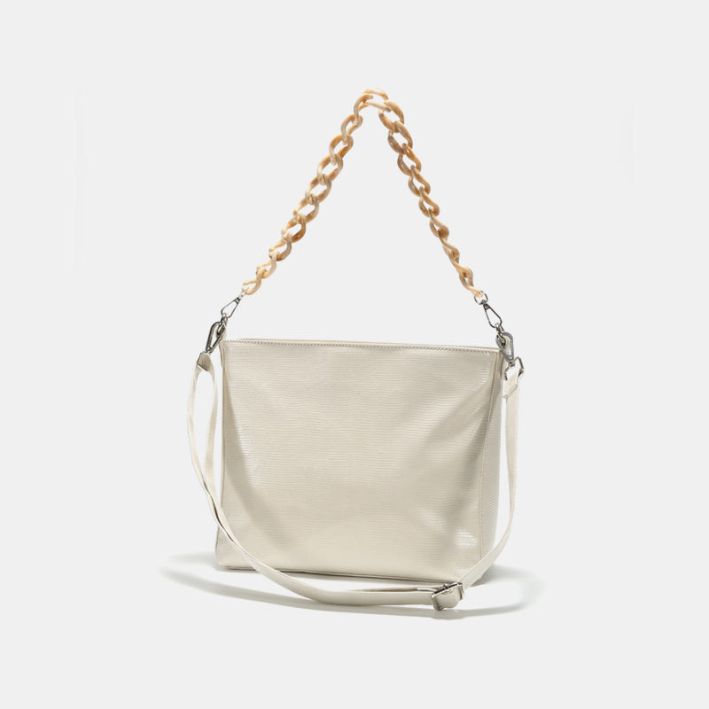 アクリルチェーン装飾 ショルダーバッグ 通勤・通学向け 大容量 クロスボディ スタイリッシュ レディースバッグ