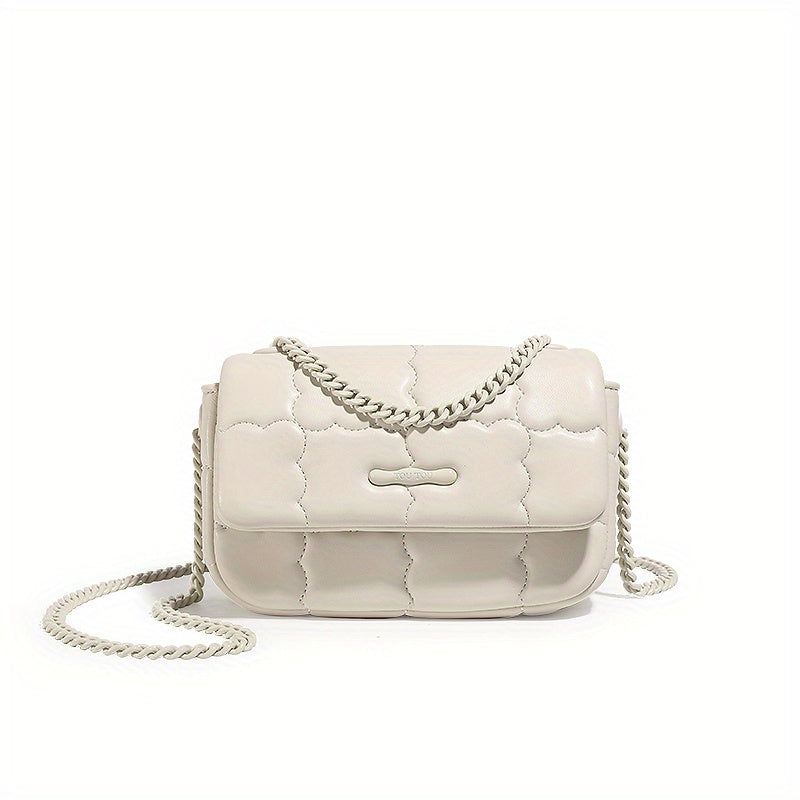 TOUTOU 刺繍 クロスボディバッグ ビスケットデザイン スクエアバッグ PUレザー フラップショルダー レディース