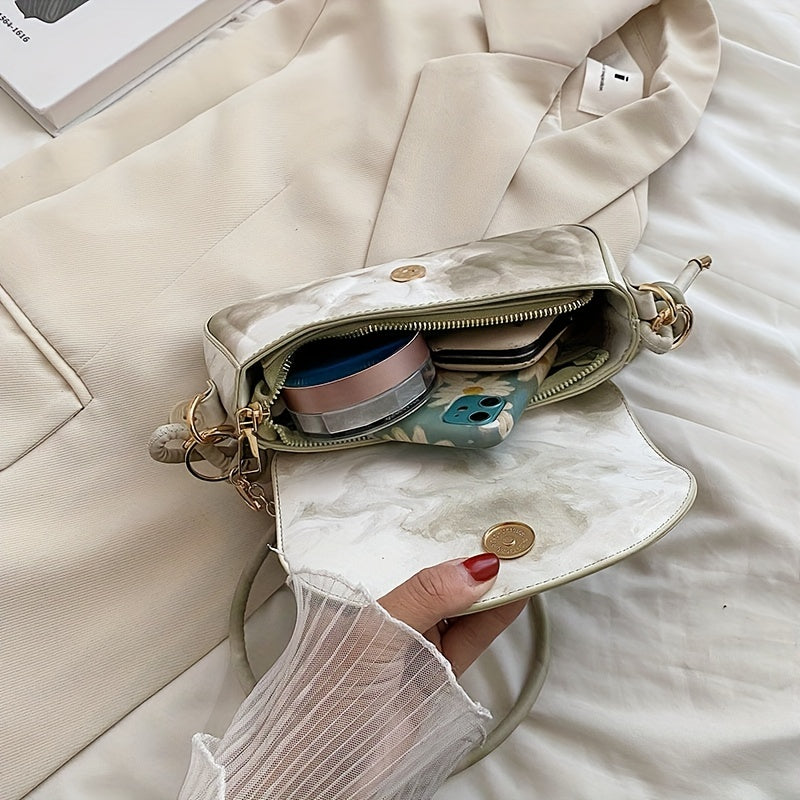 グラデーション型押し ショルダーバッグ ファッション PUレザー クロスボディ かわいいチャーム付き 脇掛けミニバッグ