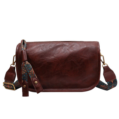 レトロスタイル ショルダーバッグ ファスナー付き メッセンジャーバッグ レディース フェイクレザー クロスボディ