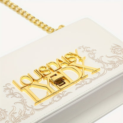 ツイストロック ボックスクラッチ ゴールドチェーン 防水ショルダーバッグ 着脱式ストラップ 植物柄 エレガントバッグ