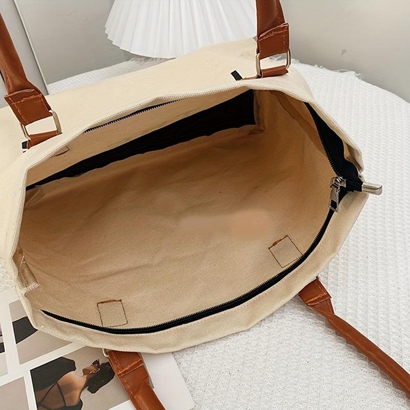 レター柄 トートショルダーバッグ 万能収納バッグ 通勤・通学向け シンプルおしゃれバッグ