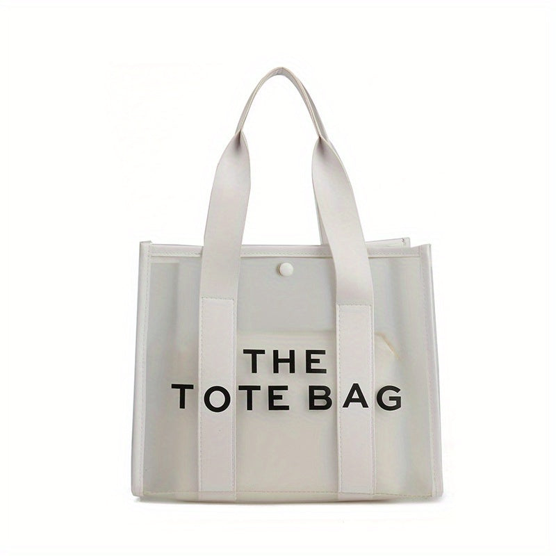 クリアPVC トートバッグ 防水仕様 サマービーチバッグ インナーポーチ付き レディース トラベルショルダーバッグ