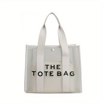 クリアPVC トートバッグ 防水仕様 サマービーチバッグ インナーポーチ付き レディース トラベルショルダーバッグ