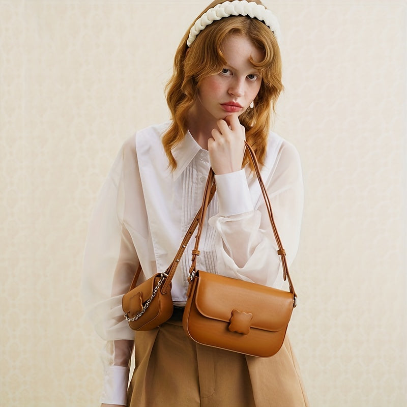 TOUTOU グラデーション ショルダーバッグ クッキーデザイン スクエアハンドバッグ かわいい PUレザー フラップバッグ レディース