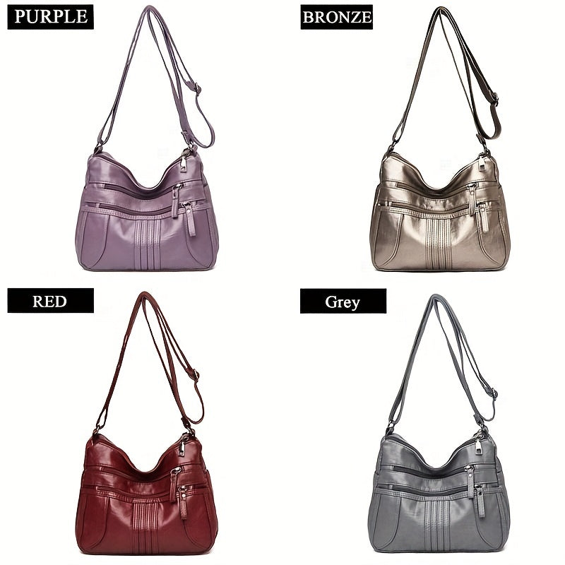 ファッション PUレザー ショルダーバッグ レディース 多ポケット ポーチ カジュアル 旅行用 クロスボディ