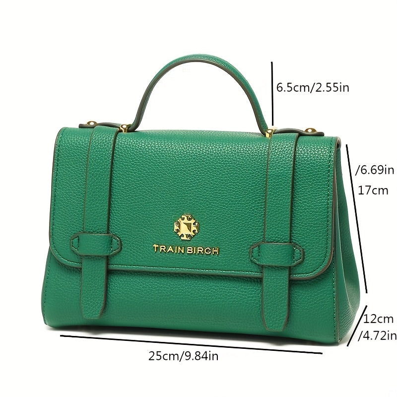 ポータブルハンドル ハンドバッグ ファスナー付き ヴィンテージグリーン ショルダーバッグ 大容量 マグネット開閉ショルダー