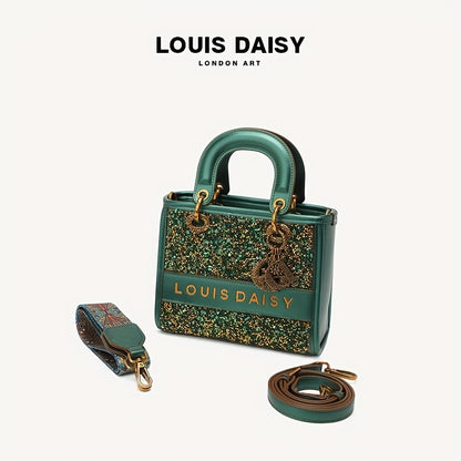 スパンコール トートバッグ レディース トレンド スクエア クロスボディ ヴィンテージ サッチェルバッグ ペンダント付き