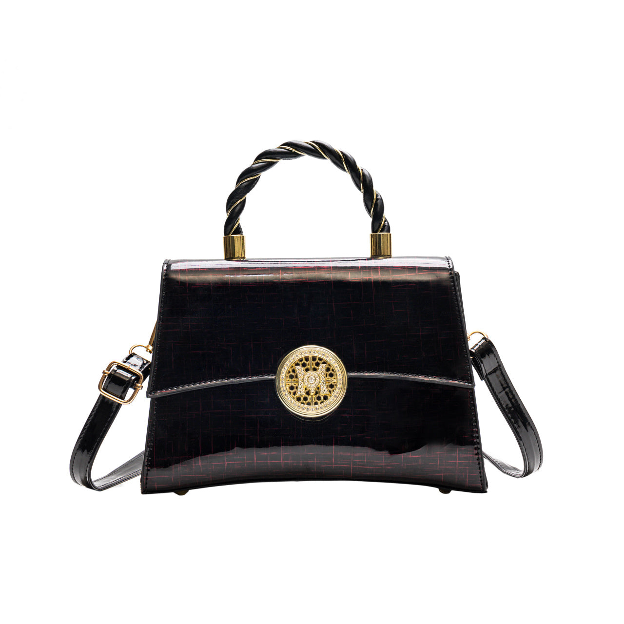 編み込みデザイン ハンドバッグ トレンド PUレザー フラップバッグ バックル装飾 レディース クロスボディ