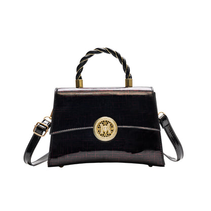 編み込みデザイン ハンドバッグ トレンド PUレザー フラップバッグ バックル装飾 レディース クロスボディ