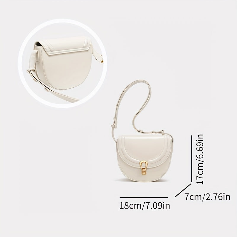 TOUTOU ヴィンテージスタイル サドルバッグ 無地 クロスボディバッグ バックル装飾 フラップショルダー レディース