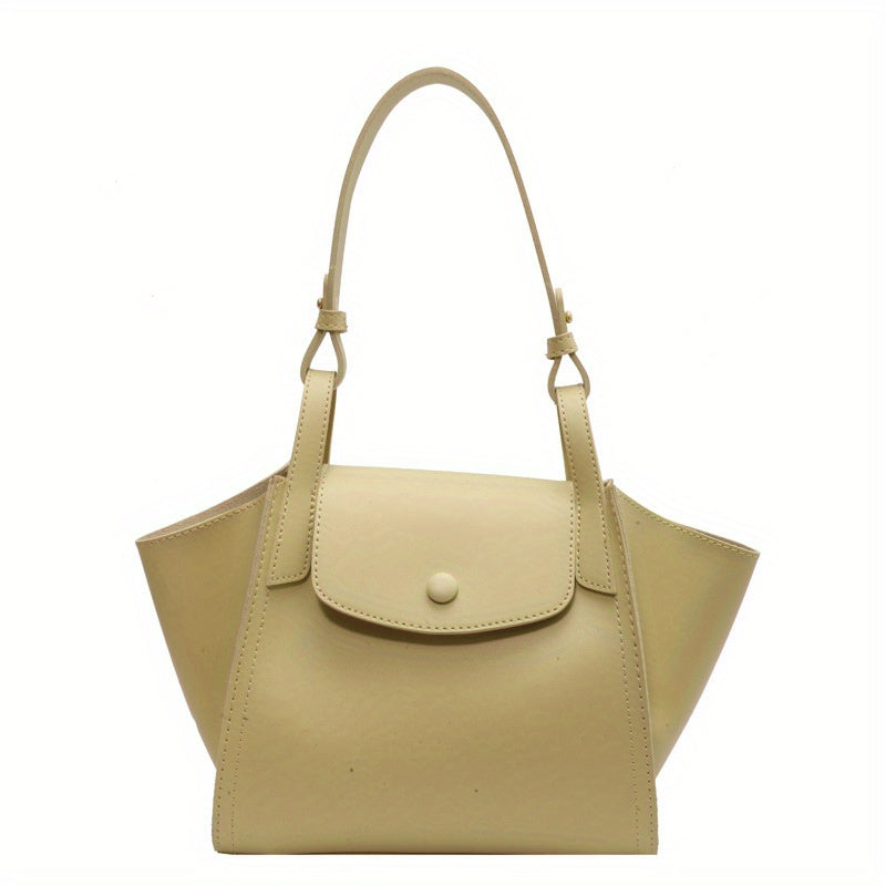 レディース ヴィンテージトートバッグ スナップボタン ショルダーバッグ 通勤向け エレガント フラップハンドバッグ