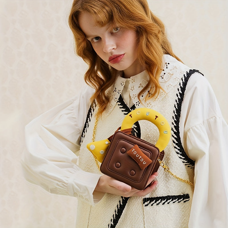 TOUTOU キャラメルワッフル ハンドバッグ ミニ オリジナルデザイン ポーチ レディース／ガールズ チェーンショルダーバッグ