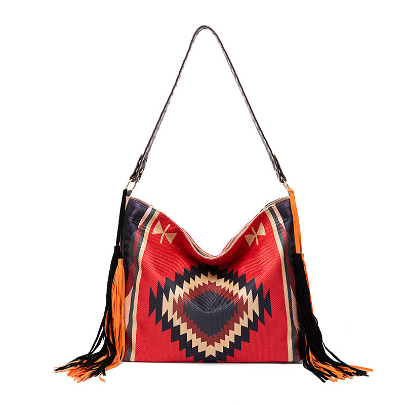 インディアンスタイル タッセルショルダーバッグ レディース 大容量 ショルダーバッグ