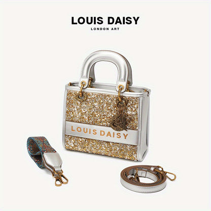 スパンコール トートバッグ レディース トレンド スクエア クロスボディ ヴィンテージ サッチェルバッグ ペンダント付き