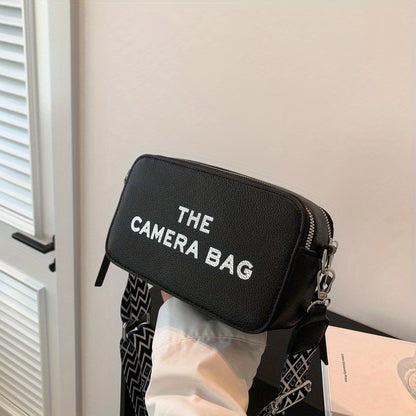 シンプルレター柄 ミニスクエア クロスボディバッグ どんなコーデにも合う ファスナーショルダー レディース カジュアルバッグ