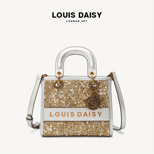 スパンコール トートバッグ レディース トレンド スクエア クロスボディ ヴィンテージ サッチェルバッグ ペンダント付き