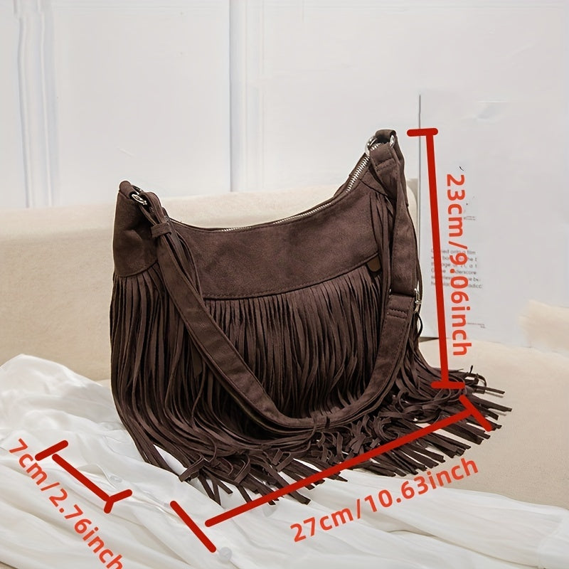 レディース ファッション ショルダーバッグ スエード調 パンクタッセル メッセンジャー