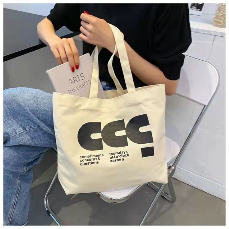 レター柄 キャンバストートバッグ 大容量 ミニマルデザイン ショルダーバッグ レディース ハンドバッグ