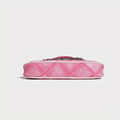 ファッション アーガイル柄ショルダーバッグ ヴィンテージ風 チェーンバゲットバッグ レディース スクエア脇掛けミニバッグ