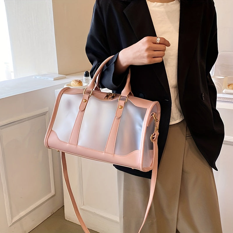 クリアPVC フロスト加工 トラベルバッグ 大容量 クロスボディ ポータブル スポーツダッフルバッグ