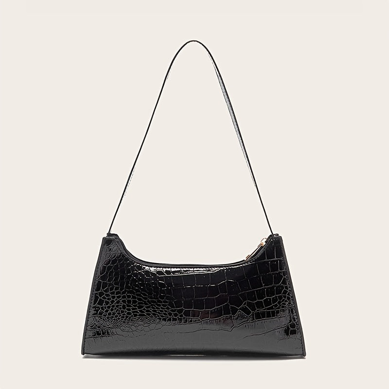 バイカラー バゲットバッグ レディース シンプルショルダーバッグ エレガント フェイクレザー ファスナーバッグ