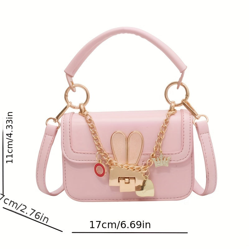 かわいいメタルバニー装飾 ショルダーバッグ トレンド ミニスクエア クロスボディ どんなコーデにも合う チェーンバッグ