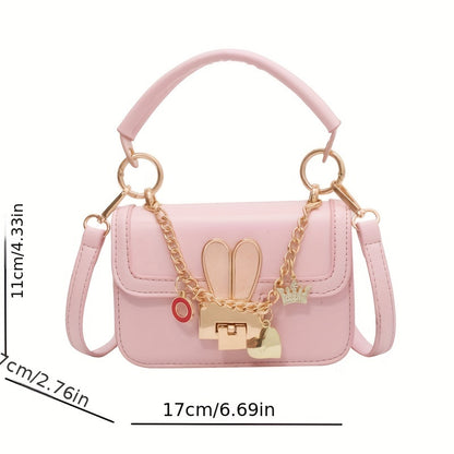 かわいいメタルバニー装飾 ショルダーバッグ トレンド ミニスクエア クロスボディ どんなコーデにも合う チェーンバッグ