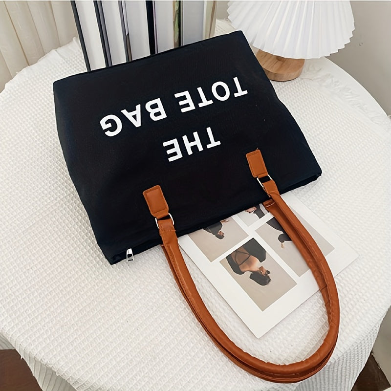 レター柄 トートショルダーバッグ 万能収納バッグ 通勤・通学向け シンプルおしゃれバッグ