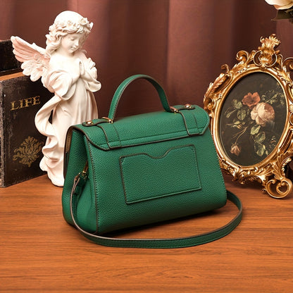 ポータブルハンドル ハンドバッグ ファスナー付き ヴィンテージグリーン ショルダーバッグ 大容量 マグネット開閉ショルダー