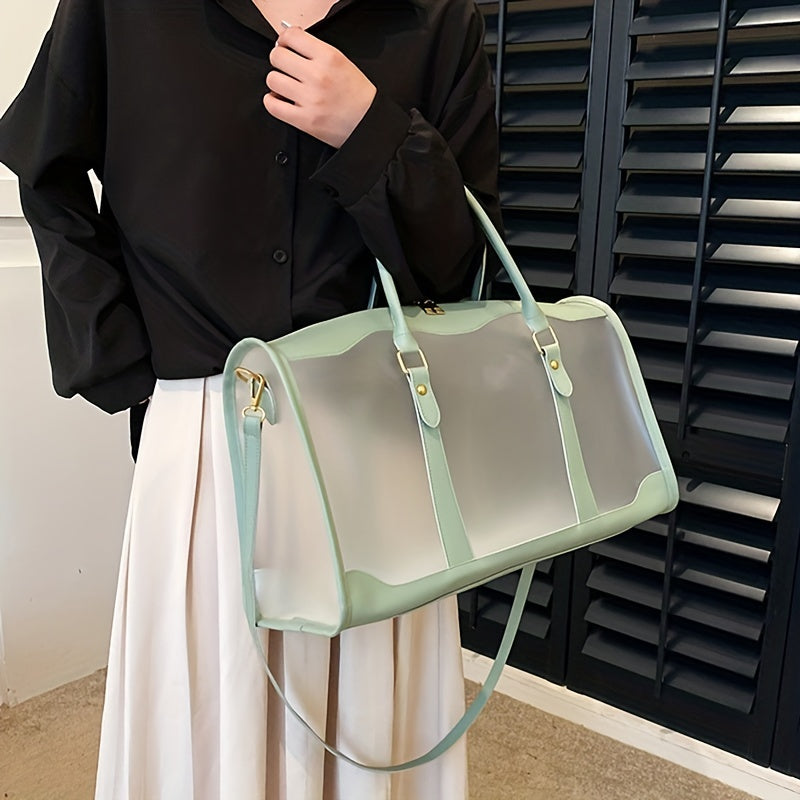 クリアPVC フロスト加工 トラベルバッグ 大容量 クロスボディ ポータブル スポーツダッフルバッグ