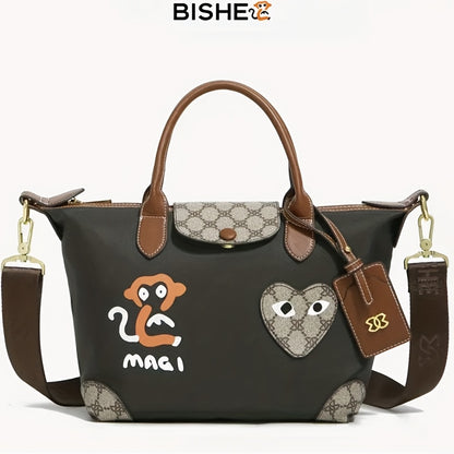 幾何柄 クロスボディバッグ 軽量 トラベルハンドバッグ 多用途 ナイロン お出かけバッグ レディース