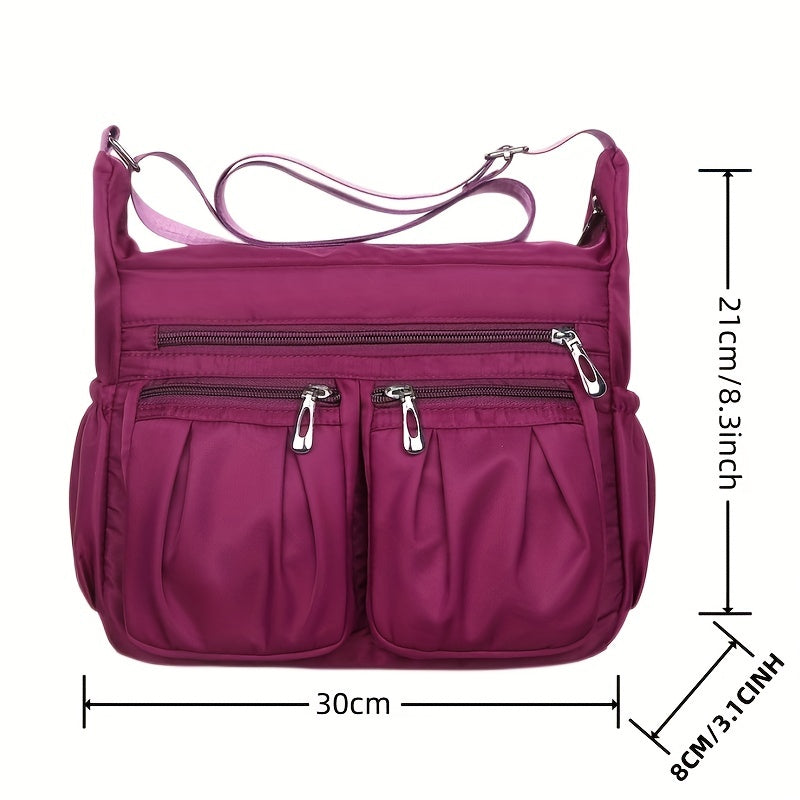 カジュアル ギャザー クロスボディバッグ レディース 多層収納 ポーチ 大容量 ナイロンショルダーバッグ
