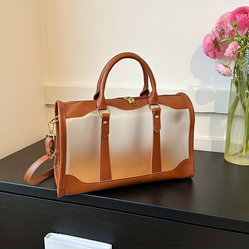 クリアPVC フロスト加工 トラベルバッグ 大容量 クロスボディ ポータブル スポーツダッフルバッグ