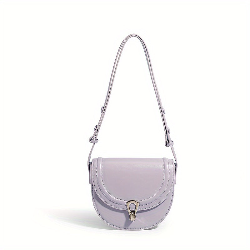 TOUTOU ヴィンテージスタイル サドルバッグ 無地 クロスボディバッグ バックル装飾 フラップショルダー レディース