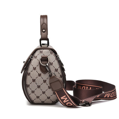 レター柄 フラップバッグ レディース ターンロック トップハンドル ファスナー付き ショルダーバッグ