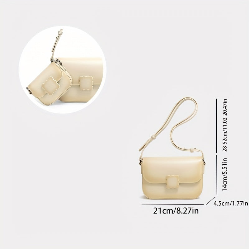 TOUTOU グラデーション ショルダーバッグ クッキーデザイン スクエアハンドバッグ かわいい PUレザー フラップバッグ レディース